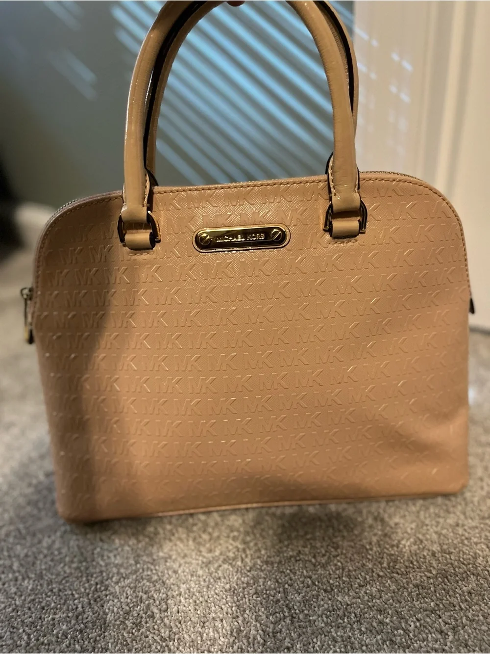 Michael Kors Nude Beige Embossed Dome Satchel